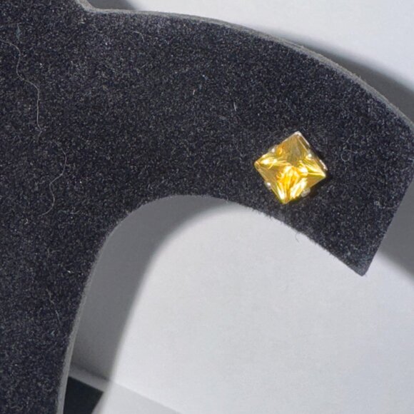 6.72Mm Square Clear Cz And Sterling Post Earrings - Picture 3 of 13